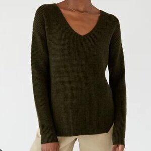 Aritzia Wilfred Free Wolter Mustard Waffle Knit V neck Sweater Size S